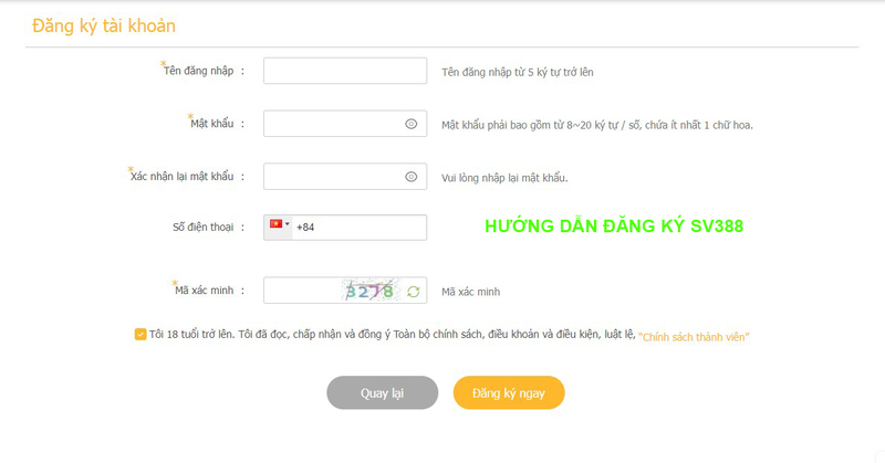Thao tác từng bước đăng ký sv388 để trải nghiệm cá cược kịch tính